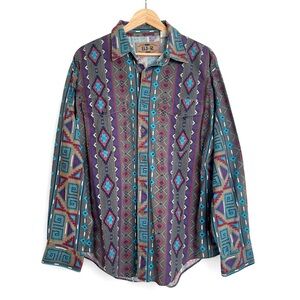 Vintage 90’s BJ-R Cotton Colorful Western Aztec Long Sleeve Button Down Shirt